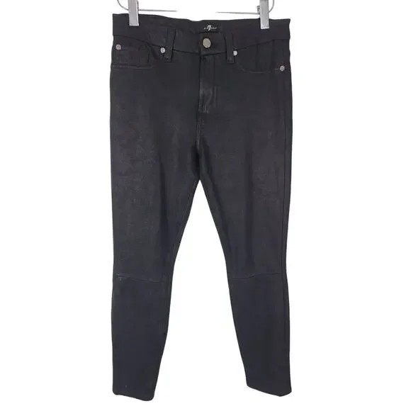 7 For All Mankind Jeans 27 Womens Black Mid Rise Classic Skinny - Picture 1 of 9